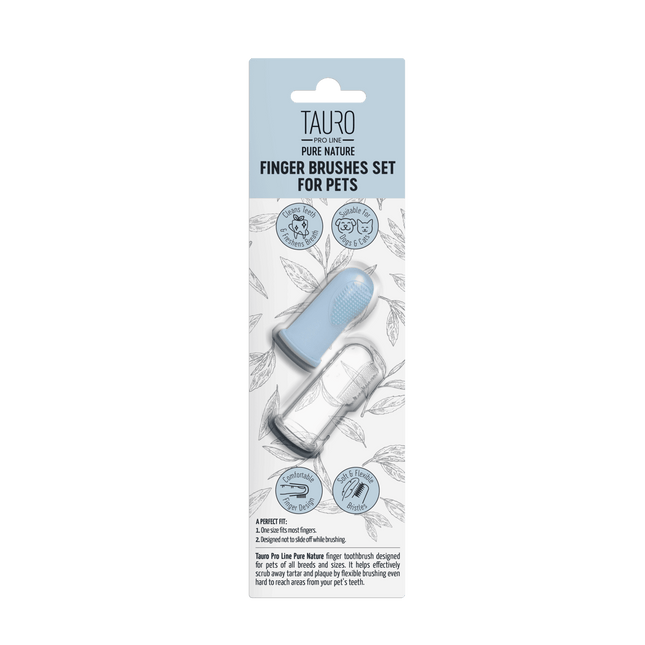 TAURO PRO LINE – Pure Nature | Fingerzahnbürsten für Haustiere – aus Silikon, sanft & hygienisch, für Hunde & Katzen, 2 Stück