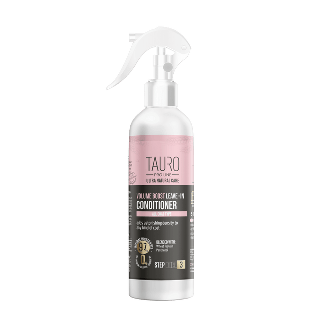 TAURO PRO LINE – Ultra Natural Care | Volume Boost Leave-in-Conditioner – Volumen-Spray für alle Felltypen von Hunden & Katzen – 250 ml