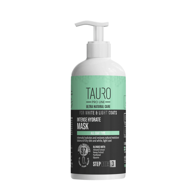 TAURO PRO LINE – Ultra Natural Care | Intense Hydrate Maske – feuchtigkeitsspendend für Hunde & Katzen mit weißem oder hellem Fell