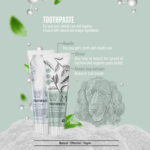 TAURO PRO LINE – Pure Nature | Zahncreme mit Kaolin, Zeolith & Silber-Nanopartikeln – natürliche Zahnpflege für Hunde & Katzen - 100 ml