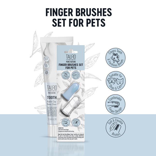 TAURO PRO LINE – Pure Nature | Fingerzahnbürsten für Haustiere – aus Silikon, sanft & hygienisch, für Hunde & Katzen, 2 Stück