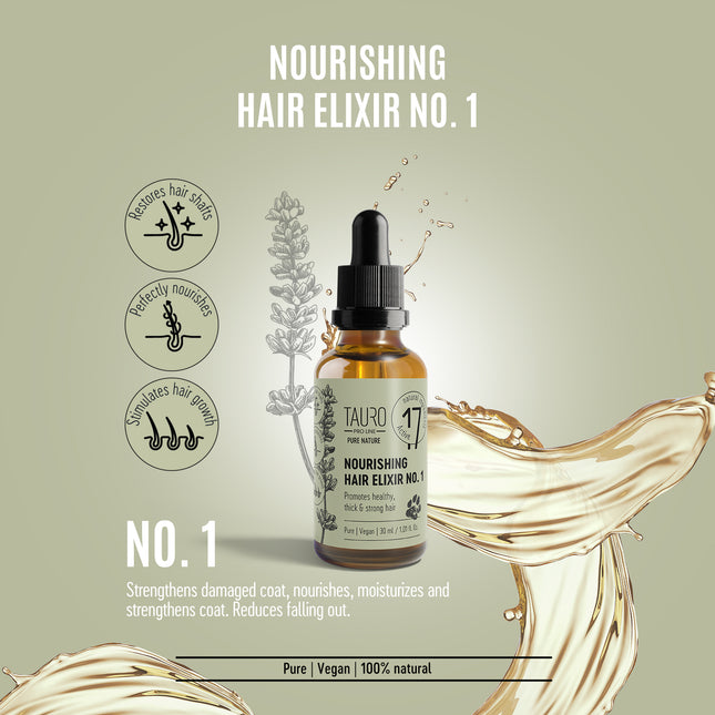 TAURO PRO LINE – Pure Nature | Nourishing Elixir No. 1 – nährende Fellpflege für Hunde & Katzen, 30 ml