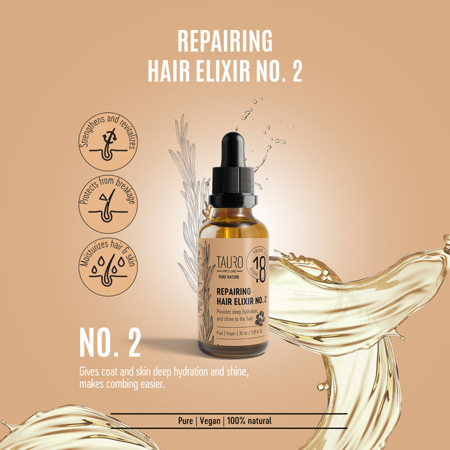 TAURO PRO LINE – Pure Nature | Repairing Elixir No. 2 – regenerierende Fellpflege für Hunde & Katzen - 30 ml