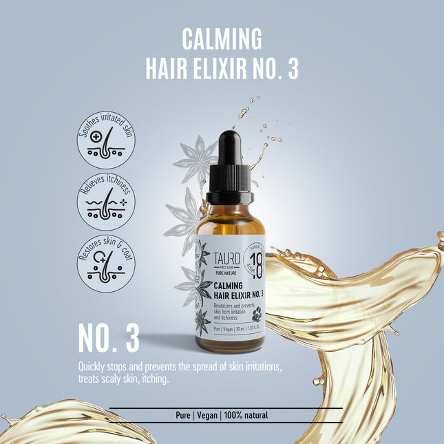 TAURO PRO LINE – Pure Nature | Calming Elixir No. 3 – beruhigende Pflege für Haut & Fell von Hunden & Katzen - 30 ml
