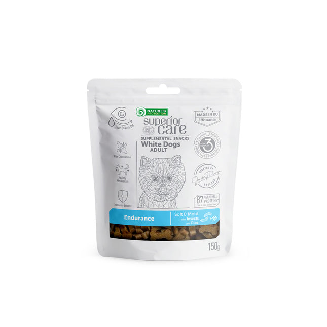 Nature's Protection, Superior Care - Snack with Insects & Rice - Adult Dogs, All Breeds, White Coat, Endurance Support - 150 g