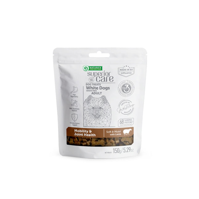Nature's Protection, Superior Care - Grain-Free Snack with Lamb - Adult Dogs, All Breeds, White Coat, Mobility & Joint Health - 150 g