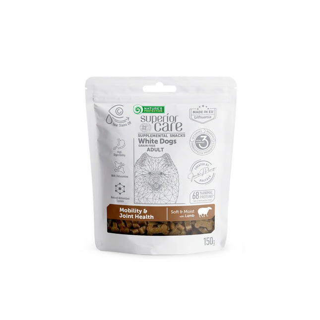 Nature's Protection, Superior Care - Grain-Free Snack with Lamb - Adult Dogs, All Breeds, White Coat, Mobility & Joint Health - 150 g