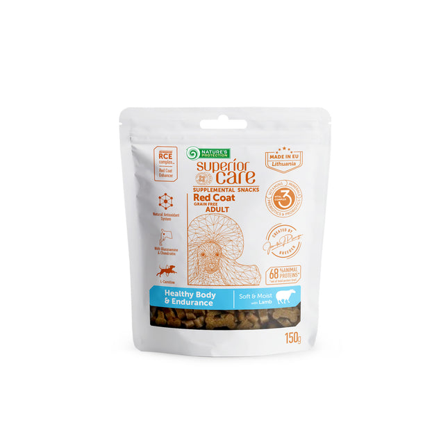 Nature's Protection, Superior Care - Grain-Free Snack with Lamb - Adult Dogs, All Breeds, Red Coat, for Healthy Body & Stamina - 150 g