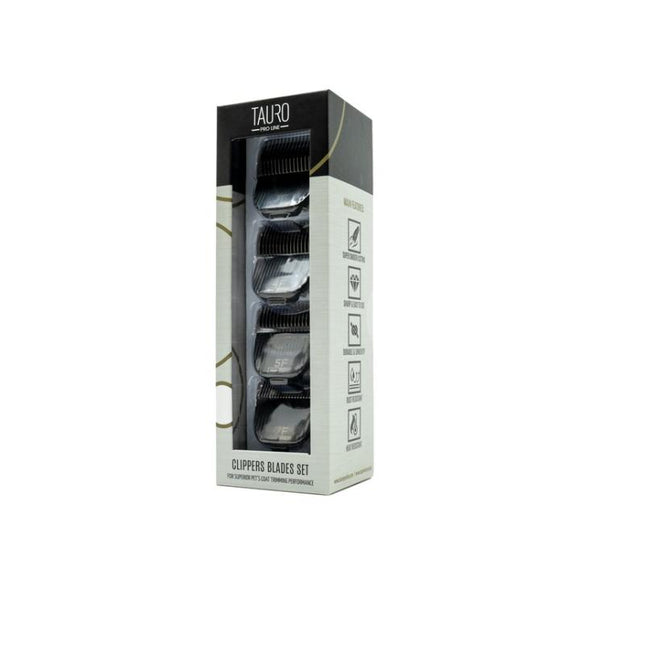 TAURO PRO LINE – Premium Edelstahl-Schneidsätze – für TP909 Haarschneider, 4 Längen, langlebig & tierhautschonend