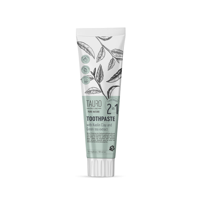 TAURO PRO LINE – Pure Nature | Zahncreme mit Kaolin, Zeolith & Grüntee-Extrakt – für Hunde & Katzen, 100 ml