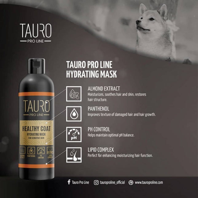 TAURO PRO LINE – Healthy Coat | Hydrating Maske – feuchtigkeitsspendend für alle Felltypen bei Hunden & Katzen – 1 L