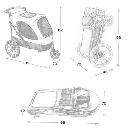 Petstro Stroller Skyline - Hundebuggy bis 45kg - Rot