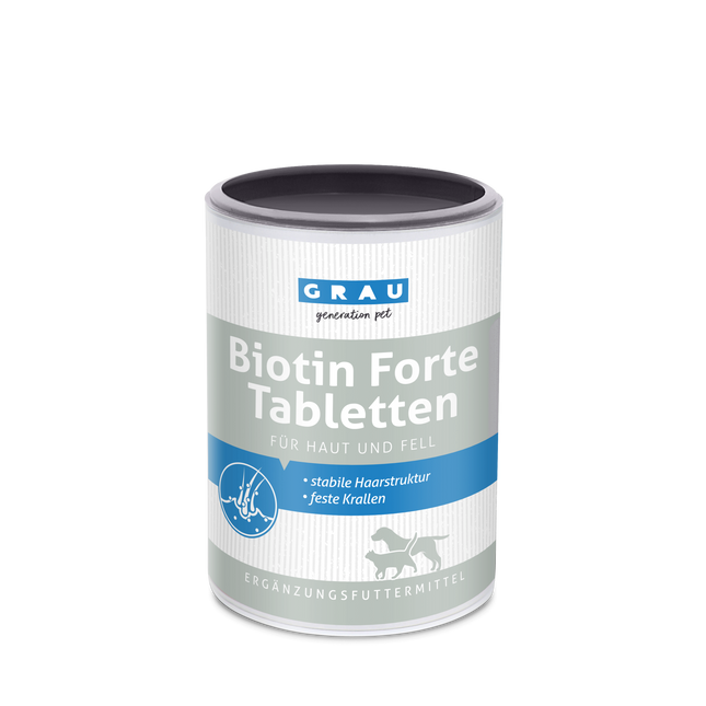 Gray | Biotin Forte Tablets for Dogs &amp; Cats - Strengthens Coat &amp; Claws