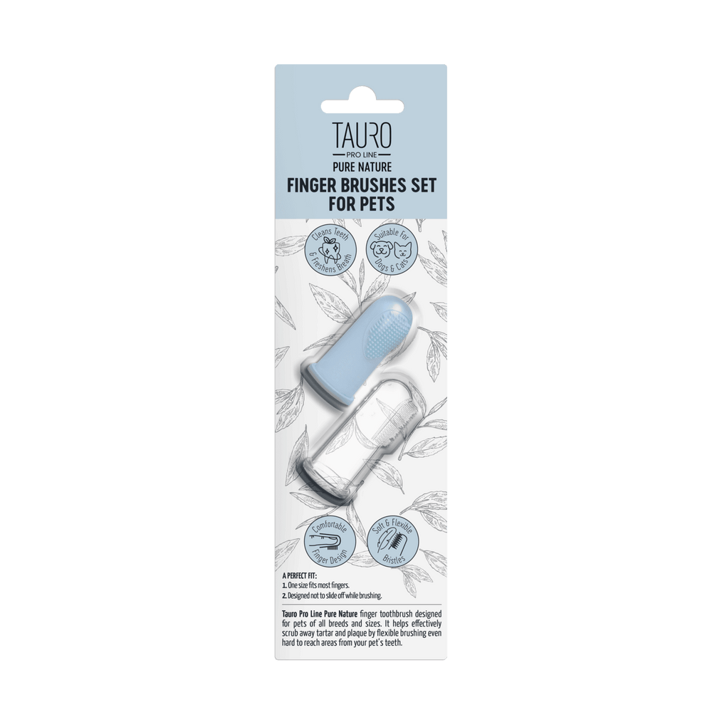 Tauro Pro Line, Pure Nature, Fingerzahnbürsten für Haustiere – aus Silikon, sanft & hygienisch, für Hunde & Katzen, 2 Stück