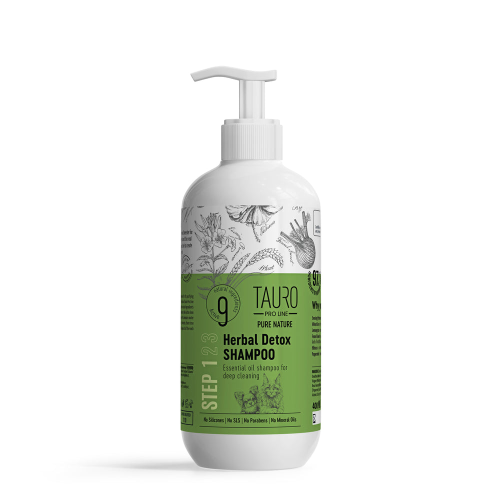 Tauro Pro Line, Pure Nature, Herbal Detox Shampoo – tiefenreinigende Fellpflege für Hunde & Katzen