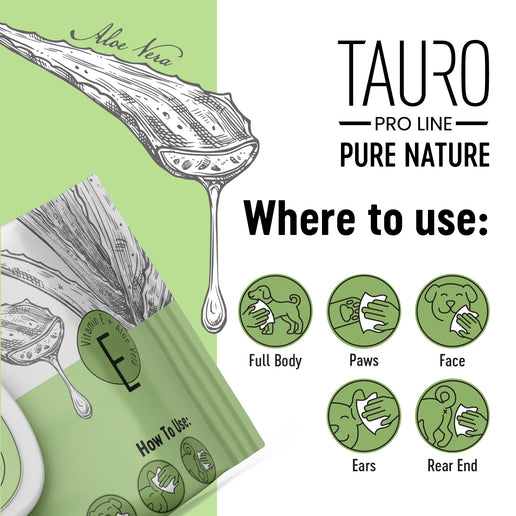 TAURO PRO LINE – Pure Nature | Feuchttücher mit Aloe Vera – sanfte Reinigung für Haut & Fell von Hunden & Katzen - 40 Stück
