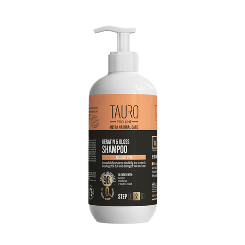 TAURO PRO LINE Ultra Natural Care Keratin & Gloss Shampoo, shampoo with keratin for dogs and cats coat