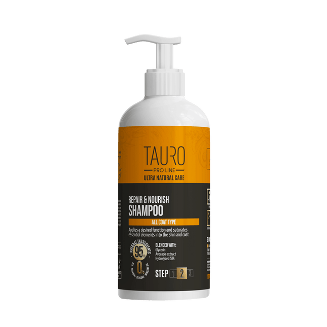 TAURO PRO LINE Ultra Natural Care Keratin & Gloss Shampoo, shampoo with keratin for dogs and cats coat