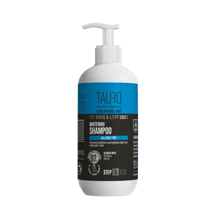 TAURO PRO LINE Ultra Natural Care for White and Light Coats, Whitening shampoo, whitening shampoo for dogs and cats with white and light coat