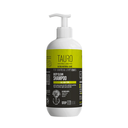 TAURO PRO LINE Ultra Natural Care for White and Light Coats, Deep Clean Shampoo for dogs and cats