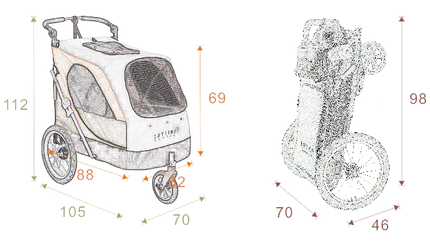 Petstro Stroller Skyline - Hundebuggy bis 45kg - Orange
