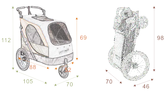 Petstro Stroller Skyline - Hundebuggy bis 45kg - Grau