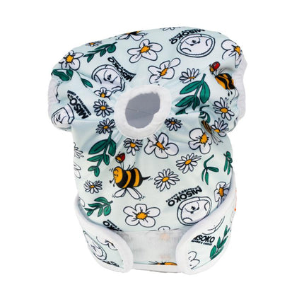 Misoko Hündinnenwindel - Wiederverwendbar mit Bienen-Motiv, Hellblau, 1 Stück