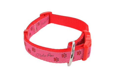 O´LALA PETS Halsband Collar PAWS 15 mm x 30-50 cm pink