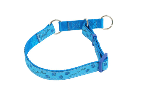 O´LALA PETS Halsband Collar Half Choke PAWS 15 mm x 23-35 cm blue