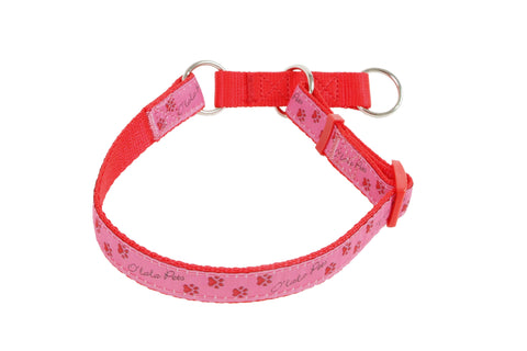 O´LALA PETS Halsband Collar Half Choke PAWS 15 mm x 23-35 cm pink