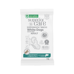 Nature's Protection, Superior Care - Getreidefreies Snack mit Lachs – Erwachsene Hunde, alle Rassen, weißes Fell, hypoallergen – 110 g