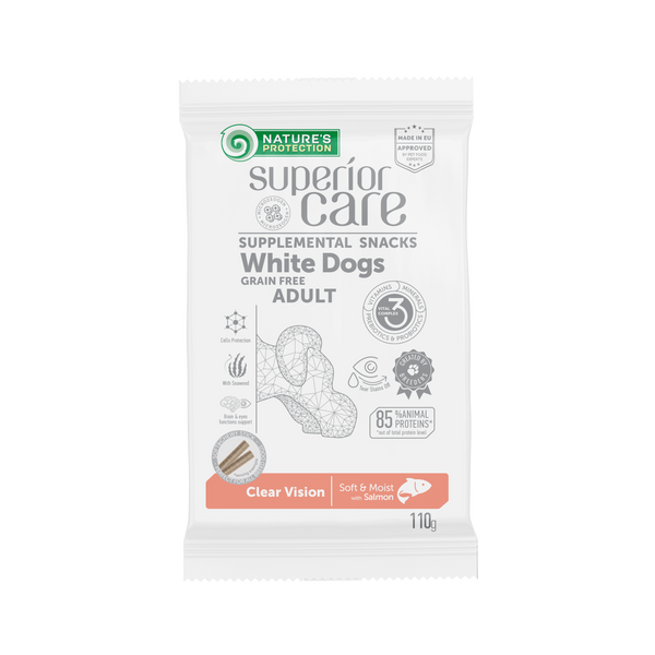 Nature's Protection, Superior Care - Getreidefreies Snack mit Lachs für klare Sicht - Erwachsen, Alle Rassen, Weißes Fell