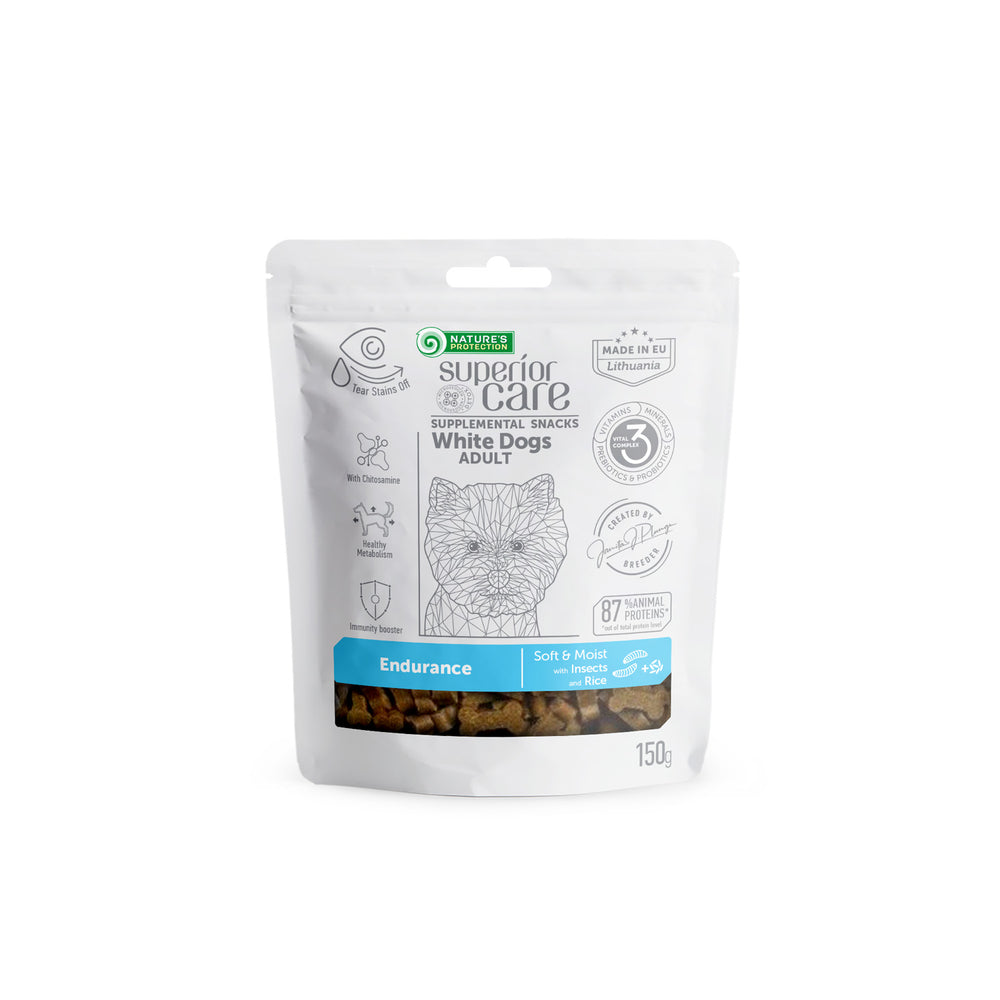 Nature's Protection, Superior Care - Friandise à base d'insectes et de riz pour l'endurance - Adulte, Toutes races, Pelage blanc