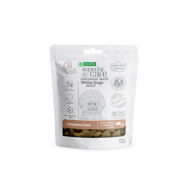 Nature's Protection, Superior Care - Snack mit Weißfisch & Reis für Darmgesundheit - Erwachsen, Alle Rassen, Weißes Fell
