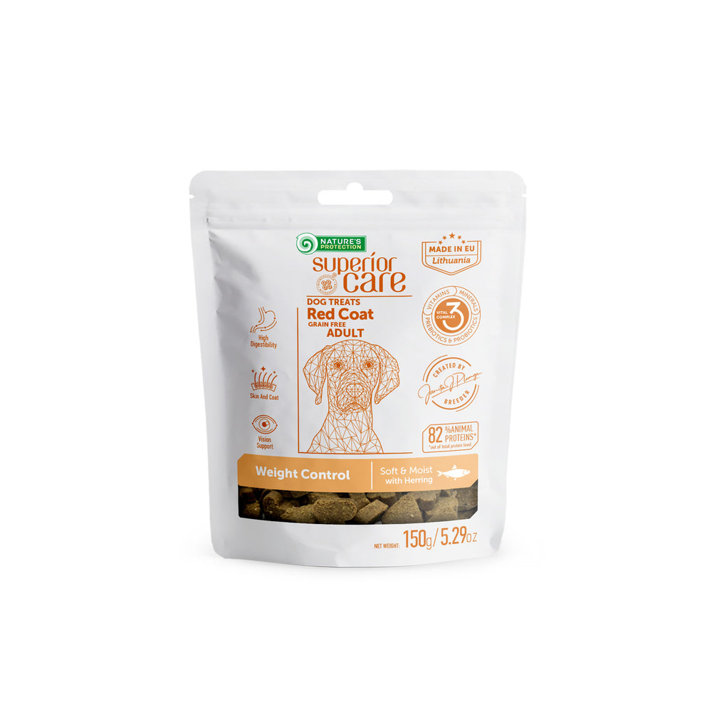 Nature's Protection, Superior Care - Getreidefreies Snack mit Hering für Gewichtskontrolle - Erwachsen, Alle Rassen, Rotes Fell