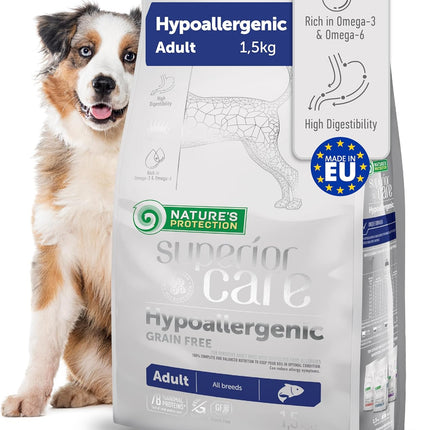 Nature's Protection, Superior Care - Grain-Free Dog Food with Salmon - Adult Dogs, All Breeds, Hypoallergenic