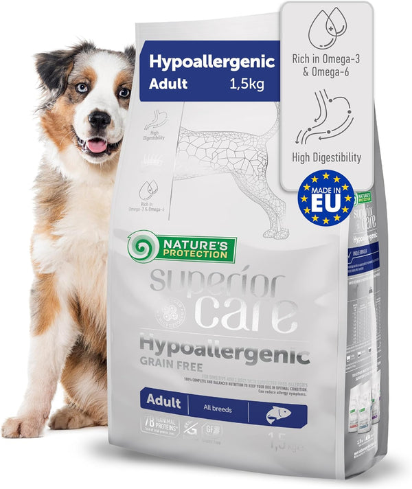 Nature's Protection, Superior Care, Hypoallergenic - Getreidefreies Trockenfutter mit Lachs - Erwachsen, Alle Rassen, Alle Felltypen