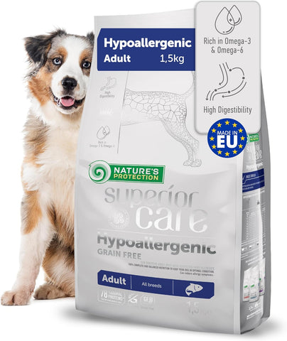 Nature's Protection, Superior Care - Grain-Free Dog Food with Salmon - Adult Dogs, All Breeds, Hypoallergenic