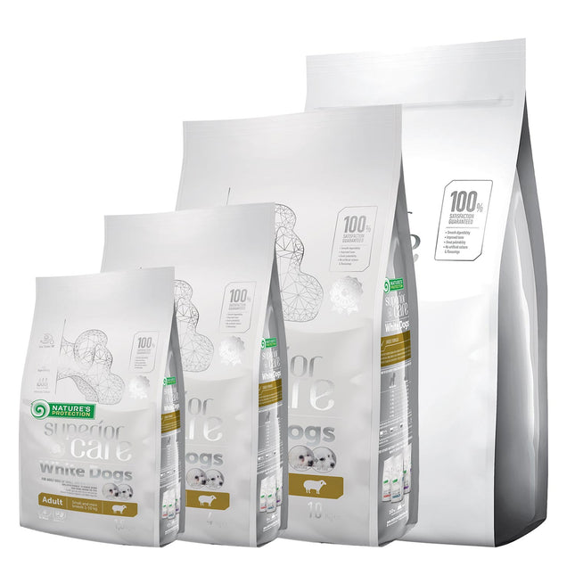 NATURE’S PROTECTION – Superior Care | Hundefutter mit Lamm – Erwachsene Hunde, kleine Rassen, weißes Fell