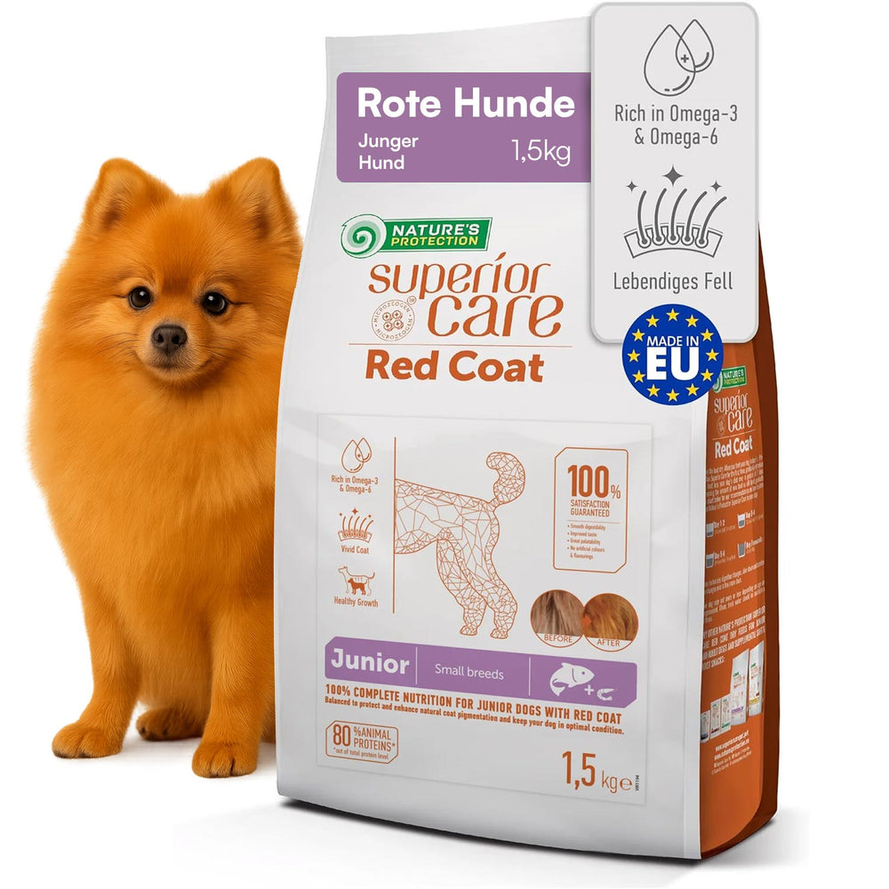 Nature's Protection, Superior Care - Getreidefreies Trockenfutter mit Lachs - Junior, Kleine Rassen, Rotes Fell