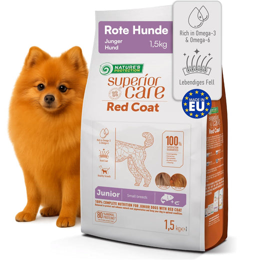 Nature's Protection, Superior Care - Getreidefreies Trockenfutter mit Lachs - Junior, Kleine Rassen, Rotes Fell