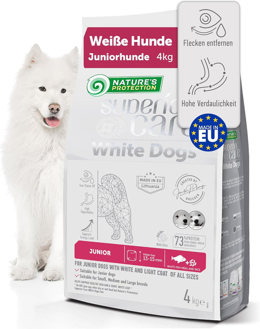 Nature's Protection, Superior Care - Getreidefreies Hundefutter mit Weißfisch - Junior Hunde, alle Rassen, weißes Fell