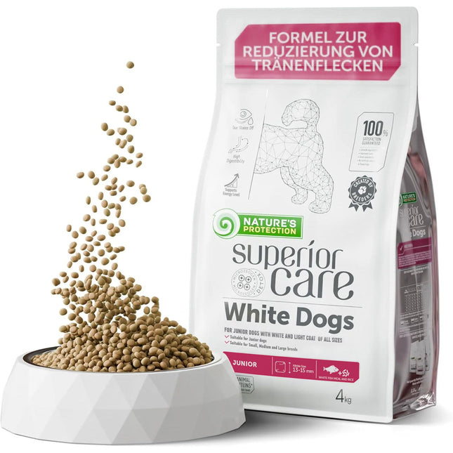 Nature's Protection, Superior Care - Hundefutter mit Weißfisch - Junior Hunde, alle Rassen, weißes Fell