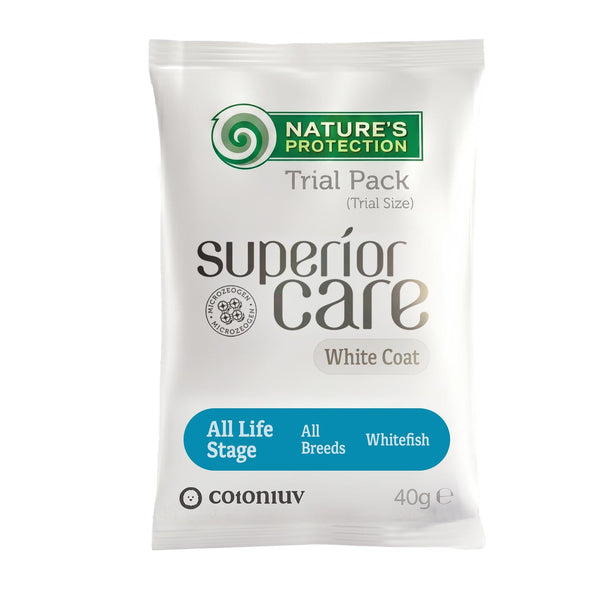 Nature's Protection, Superior Care Futterprobe - Trockenfutter mit Weißfisch - Alle Altersstufen, Alle Rassen, Weißes Fell