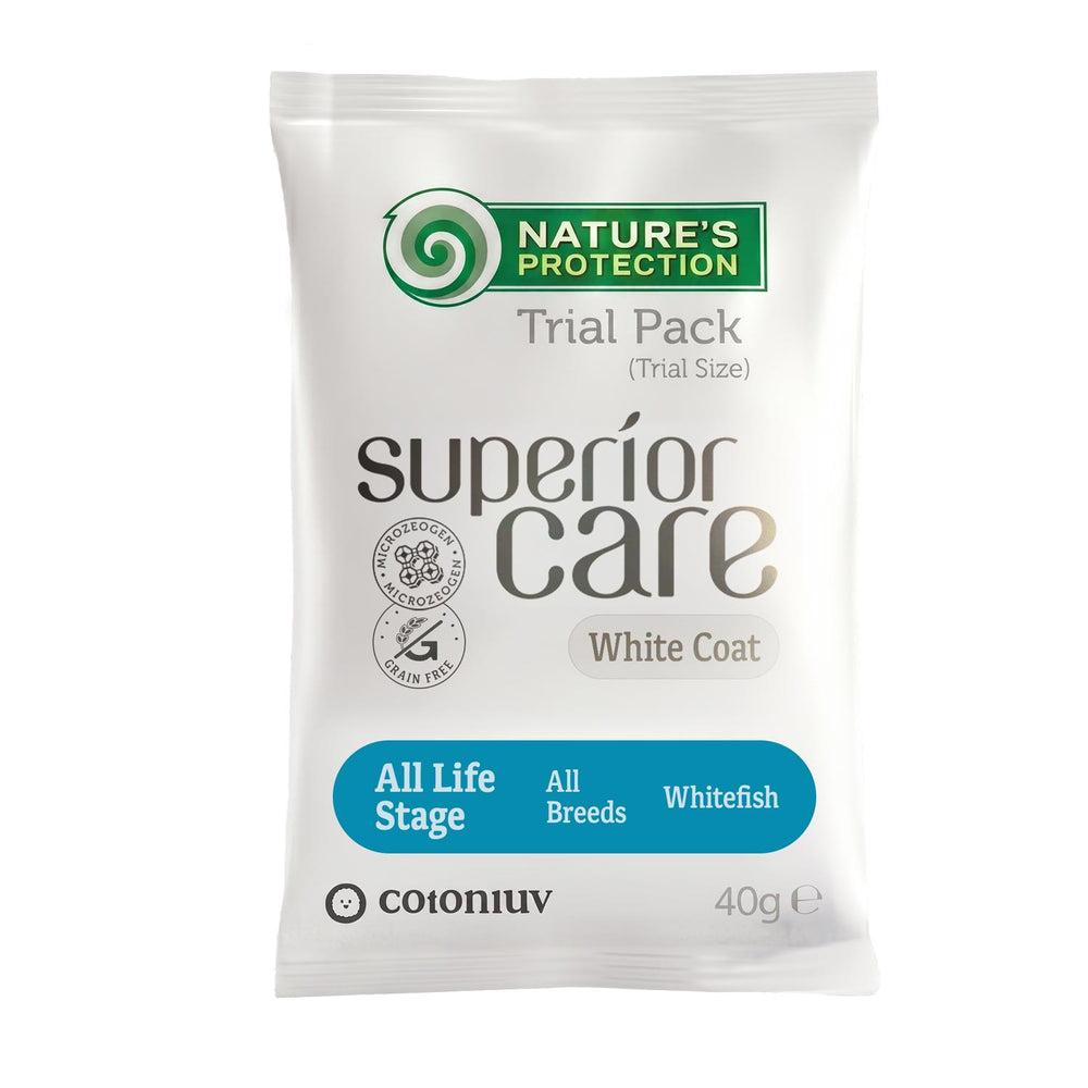 Nature's Protection, Superior Care Futterprobe - Getreidefreies Trockenfutter mit Weißfisch - Alle Altersstufen, Alle Rassen, Weißes Fell
