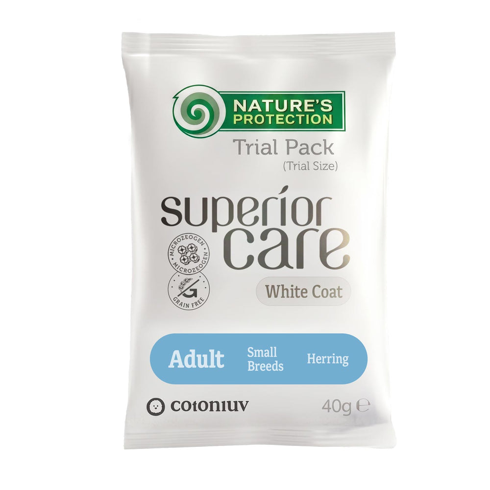 Nature's Protection, Superior Care Food Sample - Grain-Free Dry Food with Herring - Adult, Small Breeds, White Coat