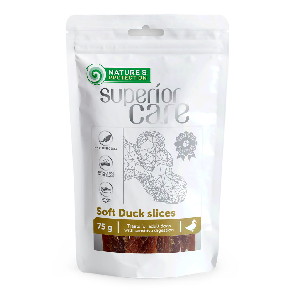 Nature's Protection, Superior Care - Getreidefreies Snack mit Entenstreifen für sensible Verdauung - Erwachsen, Alle Rassen, Weißes Fell