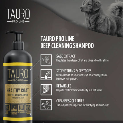 TAURO PRO LINE Healthy Coat, Deep Cleaning Shampoo For Dogs And Cats - 1L