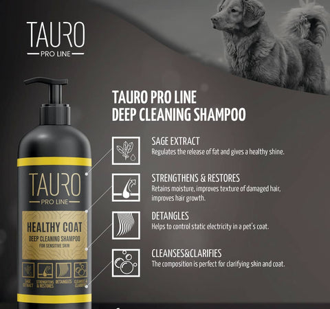 TAURO PRO LINE Healthy Coat, Deep Cleaning Shampoo For Dogs And Cats - 1L