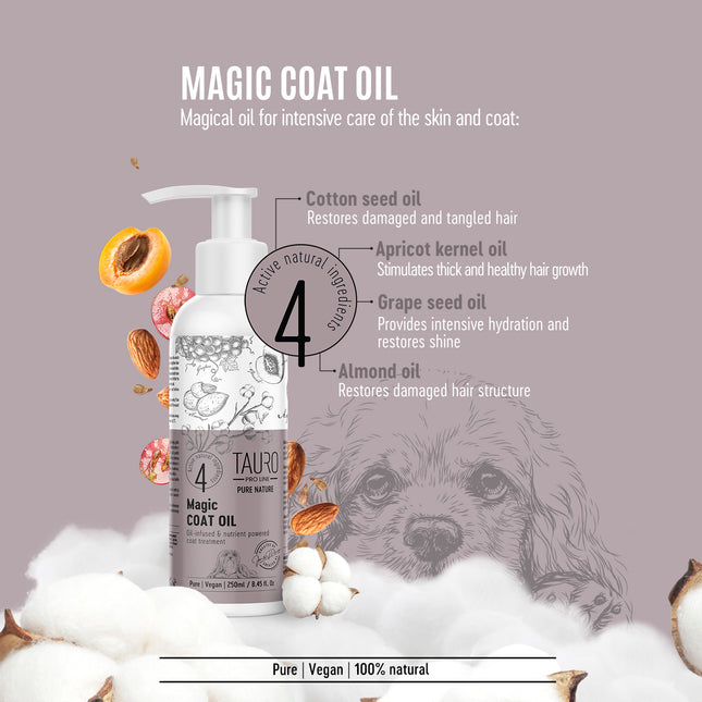 TAURO PRO LINE Pure Nature magic coat oil 250 ml, coat care oil for dogs and cats